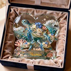 Forever Mama Turtle Acrylic Plaque - Personalized Gifts For Mom 05NATN270226 - Shaped Plaques - GoDuckee