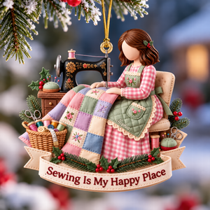 Sewing Girl Acrylic Ornament - Personalized Christmas Gifts For Sewing Lovers 02pgqn241026 - Ornament - GoDuckee