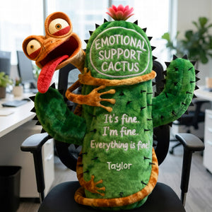 Fun Lizard Hugging Emotional Support Cactus Custom Shape Pillow - Personalize Gifts For Coworker 04qhqn221125 - Pillow - GoDuckee