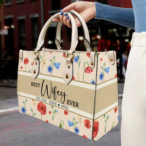 Best Wifey Ever, Personalized Leather Bag, Gifts For Wife - Leather Bag - GoDuckee