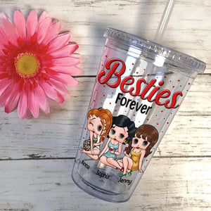 Besties Forever Personalized Drunk Friends Acrylic Tumbler 03NATN050823HH - Tumbler Cup - GoDuckee