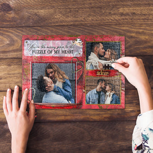 You're The Missing Piece To The Puzzle Of My Heart, Custom Couple Photo Jigsaw Puzzle, Gift For Couple, Valentine's Gifts - Wood Sign - GoDuckee