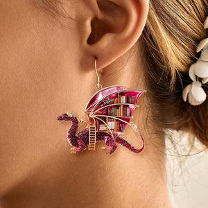 Mystical Dragon Book Acrylic Earrings- Personalized Gift For Book Lovers 02TGQN140625 - Earrings - GoDuckee