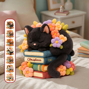 Cat With Books Custom Shaped Pillow - Personalized Gifts For Book Lover 05namg031225 - Pillow - GoDuckee