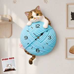 Cute Cat Custom Photo Acrylic Hanging Wall Clock - Gifts For Cat Lovers 04hudt271225 - Hanging Wall Clock - GoDuckee