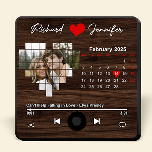 Custom Music & Photo Fridge Magnet Gifts For Couple Calendar Heart 05KAQN301224 - Fridge Magnet - GoDuckee