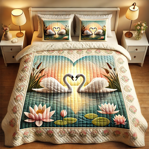 Gifts For Swan Couple Quilt Bedding Set 02kapu140125 - Blanket - GoDuckee