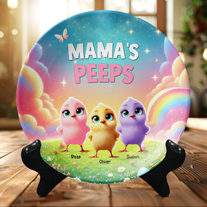 Personalized Gifts For Mom Round Plate, Easter Day Chick Peeps 021TGMH180325 - Ceramic Round Plate - GoDuckee