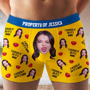 Custom Photo Gift For Couple Boxer I Licked It So It's Mine - Boxers & Briefs - GoDuckee
