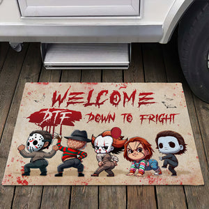 Gifts For Horror Fan Doormat, DTF Down To Fright , Funny Naughty Horror Characters 01qhdt160824 - Doormat - GoDuckee