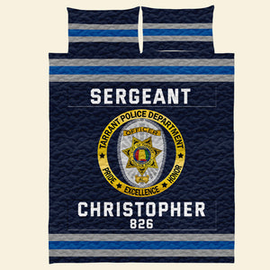 Police Quilt Bedding Set Special Line With Department Logo - Custom Police Station Patches With Name, Number Tag Gifts For Police Officer & Law Enforcement 05qhqn080125 - Blanket - GoDuckee