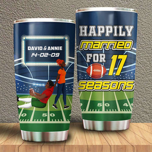 Personalized Gifts For American Football Couple 20oz Tumbler Happily Married 02TOLU110125PA - Tumbler Cup - GoDuckee