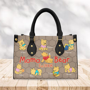 Personalized Gifts For Mom Leather Bag Mother's Day Bear Kids 03OHMHH240225 - Leather Bag - GoDuckee