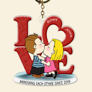 Personalized Gifts For Couple Keychain 04ohqn070125hg Couple Kissing - Keychains - GoDuckee
