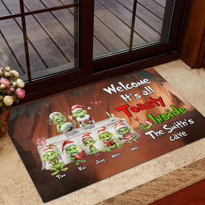 It's All Toasty Inside, Personalized Green Monster Family Door Mat GO1DOR-01HTTN051023, Christmas Gift For Family - Doormat - GoDuckee