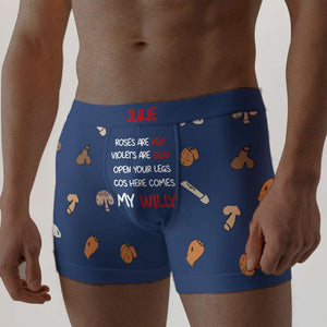 Personalized Gifts For Couple Men's Boxers Roses Are Red Violets Are Silly - Boxers & Briefs - GoDuckee