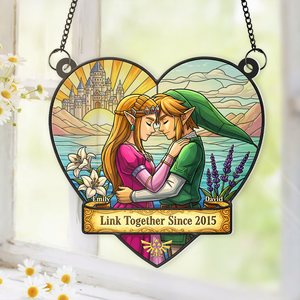 Couple Link Window Hanging Suncatcher Ornament - Personalized Gifts For Couple 02napu110625 - Ornament - GoDuckee