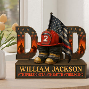 Firefighter Dad Legend Acrylic Plaque - Personalized Gifts For Dad 02qhqn090525 - Shaped Plaques - GoDuckee