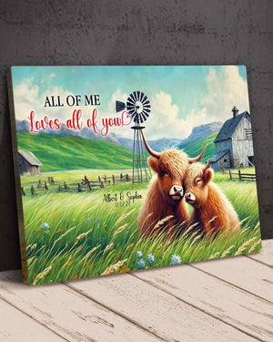 Personalized Gift For Couple Wall Art, Highland Cow Couple Canvas 02QHLU131224 - Poster & Canvas - GoDuckee