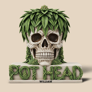 Pot Skull Head Acrylic Plaque Personalized Gifts For Smoker 05NAQN030625 - Shaped Plaques - GoDuckee