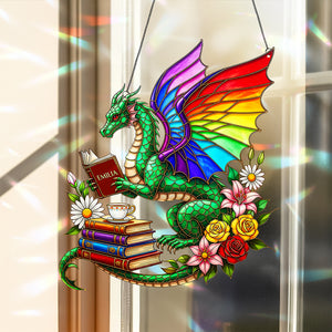 Book Dragon Suncatcher - Personalized Gifts For Book Lovers 04pgta140825 - Ornament - GoDuckee