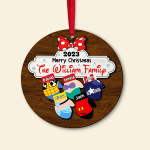 Merry Christmas, Personalized Family Mittens 02NATN301023 Wood Ornament, Gift For Christmas - Ornament - GoDuckee