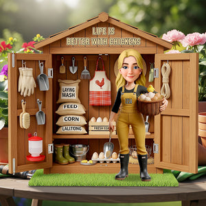 Chicken Girl Acrylic Plaque Personalized Gifts For Farmers 04OHDT160625 - Shaped Plaques - GoDuckee