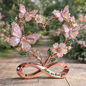 Stunning Butterflies On Mom Heart Acrylic Plaque, Personalized Gifts For Mom & Grandma 05qhlu060326 - Shaped Plaques - GoDuckee
