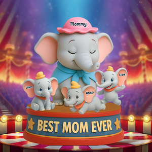 Personalized Gifts For Elephant Mom Acrylic Plaque, Happy Mom 01NAPU140425 - Shaped Plaques - GoDuckee