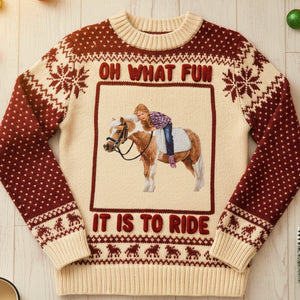 Custom Photo Christmas Gifts For Horse Riding Lovers Ugly Sweater 02natn161025 - AOP Products - GoDuckee