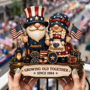 250th Anniversary Gnome Couple Acrylic Plaque - Personalized Gifts For Patriotics Plaque 02NATA050526 - Shaped Plaques - GoDuckee