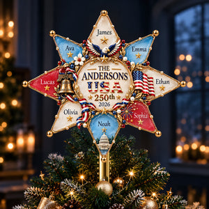 Patriot Family Tree Topper - Personalized Christmas Gifts For Family 04hudt071026 - Ornament - GoDuckee