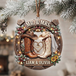Cowboy Cowgirl Western Couple Ornament - Personalized Gifts For Couple Christmas Ornament 05TYLU170826 - Ornament - GoDuckee