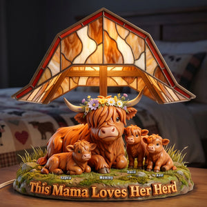 Highland Cow Herd Mama Acrylic Light Box - Personalized Gifts For Mom 02NAQN130426 - Light Box - GoDuckee