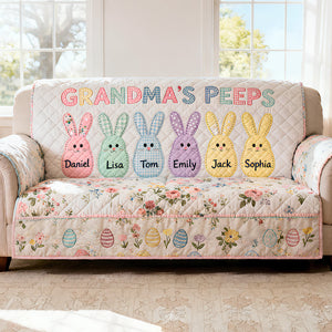 Happy Bunny Kids Quilted Sofa Cover - Personalized Easter Day Gifts 04HUDT110226 - Sofa Cover - GoDuckee