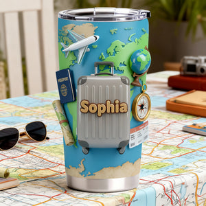 Adventure Awaits Travel Tumbler - Personalized Gift For Travel Lovers 05KILU060126 - Tumbler Cup - GoDuckee
