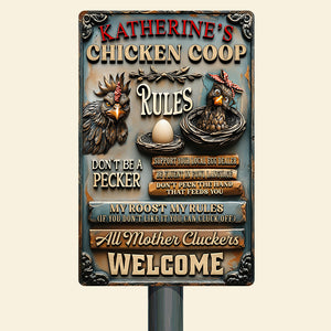 Fun Chicken Coop Rules - Metal Sign Personalized Gifts For Chicken Lovers 05QHQN100725 - Metal Signs - GoDuckee