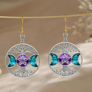 Triple Moon Tree Of Life Earrings, Personalized Gifts For Wicca Witch 03qhqn290725 - Earrings - GoDuckee
