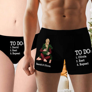 Naughty Couple, Personalized Couple Boxer Briefs, Gifts For Him Gifts For Her - Boxer Briefs - GoDuckee
