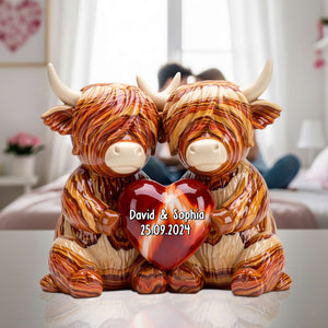 Highland Cow Couple Acrylic Plaque - Personalized Gifts For Couple 03natn190625 - Shaped Plaques - GoDuckee
