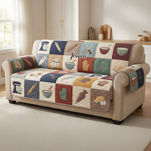 Tasteful Baking Collage Quilted Sofa Cover, Personalized Gifts For Baking Lovers 04qhdt260126 - Sofa Cover - GoDuckee