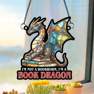 Personalized Gifts For Book Lover Suncatcher Ornament Dragon Reading Book 032XQMH060125 - Ornament - GoDuckee