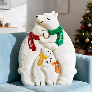 Ice Bear Family Hugging Pillow, Personalized Gifts For Family 03qhdt081125 - Pillow - GoDuckee
