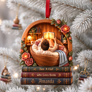 Book Lover Girl Ornament - Personalized Gifts For Bookworm Christmas Ornament 04PALU170926