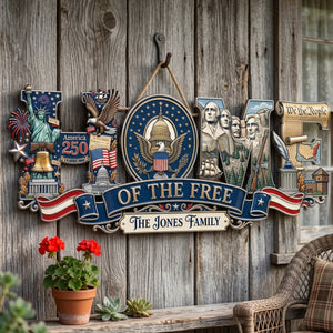 Proud Anniversary Home Of The Free Acrylic Sign, Personalized Decor Gifts For Patriots 04qhqn020626 - Acrylic Sign - GoDuckee
