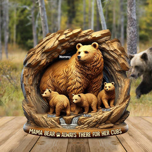 Personalized Gifts For Mom Plaque Mother's Day Bear Mom And Kids 02TGTN250325 - Shaped Plaques - GoDuckee