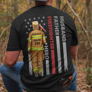 Husband Father Firefighter, Personalized Firefighter Dad Shirt, Father's Day Gift, Birthday Gift For Dad - Shirts - GoDuckee