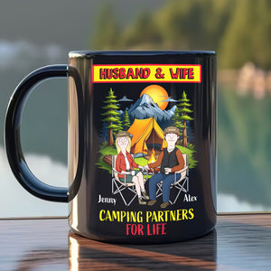 Personalized Gifts For Camping Couple Coffee Mug 03xqmh100225pa Husband And Wife - Camping Partners For Life - Coffee Mug - GoDuckee
