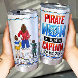 Personalized Gifts For Mom Tumbler Mother's Day Pirate Mom And Kids 01HUMH130325PA - Tumbler Cup - GoDuckee