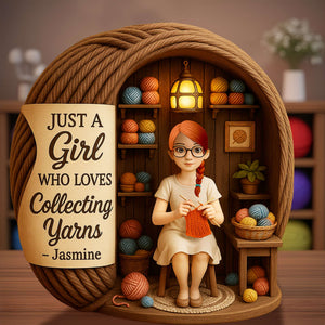 Collecting Yarn Girl Acrylic Plaque - Personalized Gifts For Knitting Lovers 06TOLU190725 - Shaped Plaques - GoDuckee